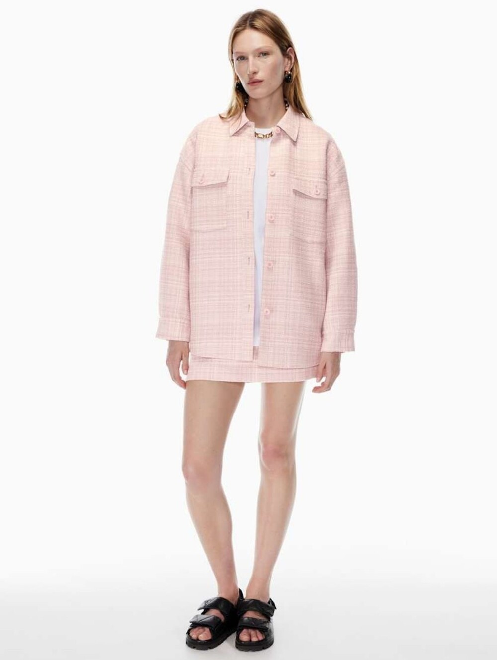 Babaton Aritzia Joan Shirt Jacket Pink Plaid Size 1
